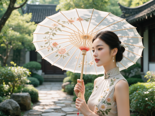 太平街古色古香的石板路上的汉服写真,模特身着精致汉服,手持团扇,背景是传统的青砖黛瓦建筑